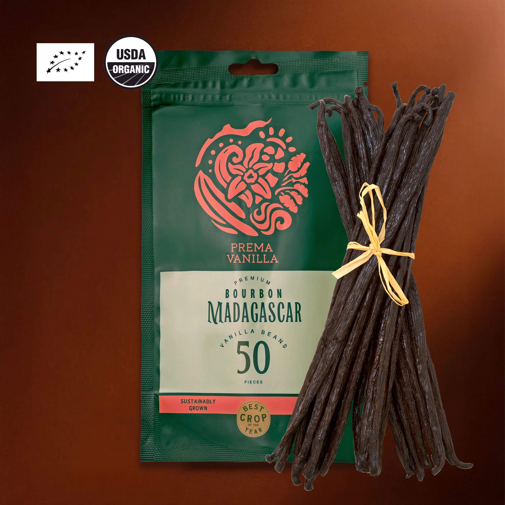 Baccelli di vaniglia biologica gourmet del Madagascar (14-18 cm)